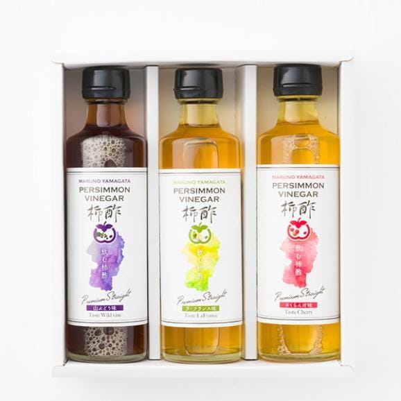 【販売終了】飲む柿酢ストレートタイプ3本セット(さくらんぼ、ラ・フランス、山ぶどう)(270ml×3本)05