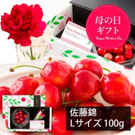 【母の日ギフト】さくらんぼ佐藤錦100gダイヤパック入[生カーネーション付]Lサイズ