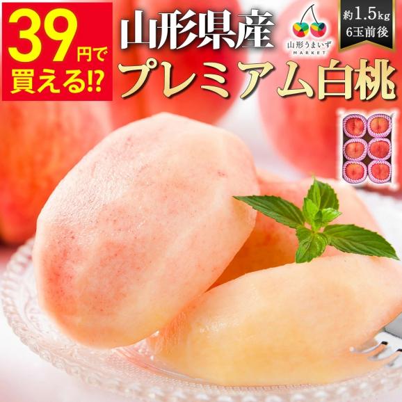 予約受付中：8月下旬頃より発送予定 | 【39円で購入できるビックチャンス！39人に1人の確率で当選！】 プレミアム 白桃 約 1.5kg ( 6玉前後 ) 01