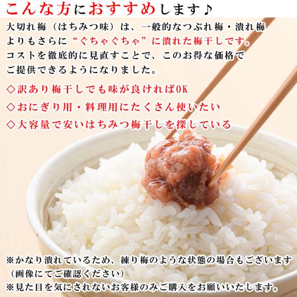 【12/5より販売開始】 訳あり 梅干し 「めちゃくちゃ潰れた 大切れ梅」 はちみつ漬け つぶれ梅 800g（ 塩分8% ほんのり甘い はちみつ梅 ）紀州南高梅 はちみつ うめぼし 梅干 国産 南高梅04