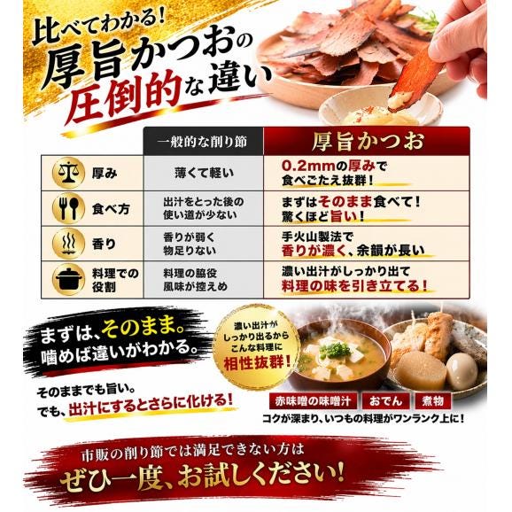 鰹節 かつお節 手火山製法 厚削り 厚旨かつお 46g&times;1個～3個（そのまま食べる濃厚な旨味と香り 削り節）無添加 だし 出汁 ダシ 食べるかつお節 かつおぶし06