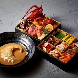 《ミシュラン掲載店監修》特大フカヒレ200g姿煮込み付！中華・イタリアン・フレンチの詰まった魚介メインの2段重　全１7品　2～3人前【送料無料】