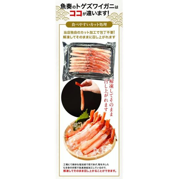 ボイル トゲズワイガニ ポーション14〜18本入 総重量約500g かに ズワイカニ 蟹しゃぶしゃぶ かに05