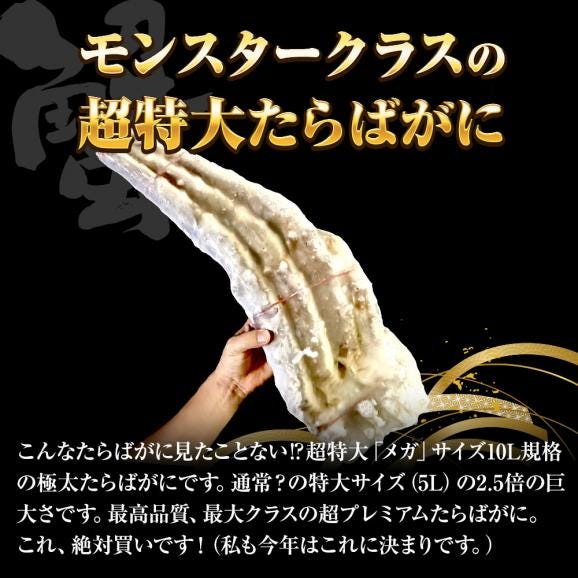 メガサイズ 生たらばかに 10Ｌ なんと約2500ｇ 超極太 セクション 1肩 特大サイズ かに カニ 蟹 シュリンク たらば タラバ タラバガニ たらばがに 送料無料03