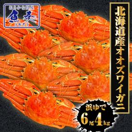 ケース販売限定特価 北海道産 浜茹で オオズワイガニ 姿 メガ盛り 4kg6尾 特大サイズ 蟹 カニ 蟹 ポイント利用 お試し商品 サンプル