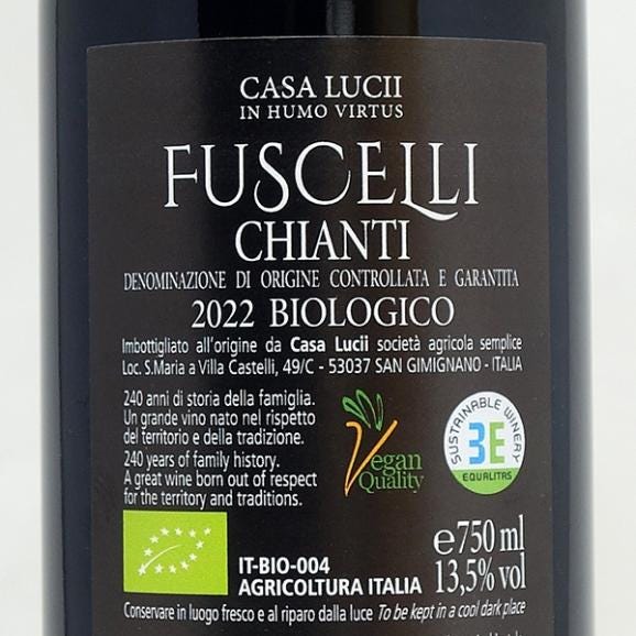 [2022] キャンティ フスチェッリ DOCG BIO 750ml (トスカーナ イタリア) カーサ ルッチ カーザ 赤ワイン コク辛口 ワイン ^FCLCCF22^02