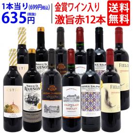 ワイン ワインセット ワイン誌高評価蔵や金賞蔵ワインも入った激旨赤１２本セット 送料無料 (6種類各2本) 飲み比べセット ギフト ^W0AKC1SE^