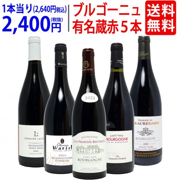 ワイン ワインセット ブルゴーニュ有名蔵 すべて激ウマ赤５本セット 送料無料 飲み比べセット ギフト ^W0B579SE^01