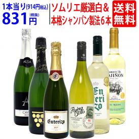 ワイン ワインセット ソムリエ厳選白＆本格シャンパン製法入り６本セット 送料無料 (白3本+泡3本) スパークリング 飲み比べセット ギフト ^W0NW79SE^