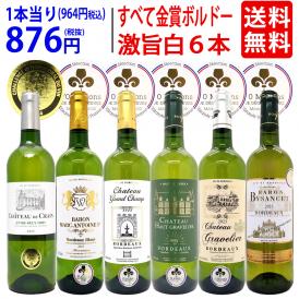 ワイン ワインセット すべて金賞フランス名産地ボルドー激旨辛口白６本セット 送料無料 飲み比べセット ギフト ^W0WKB9SE^