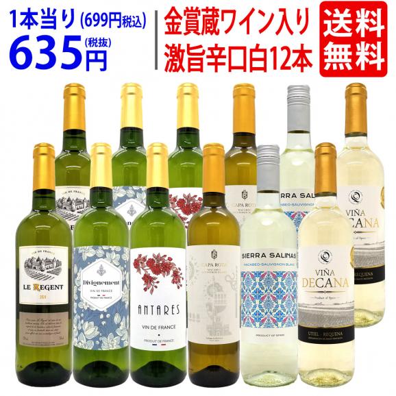 ワイン ワインセット ワイン誌高評価蔵や金賞蔵ワインも入った辛口白１２本セット 送料無料 (6種類各2本) 飲み比べセット ギフト ^W0ZSB2SE^01