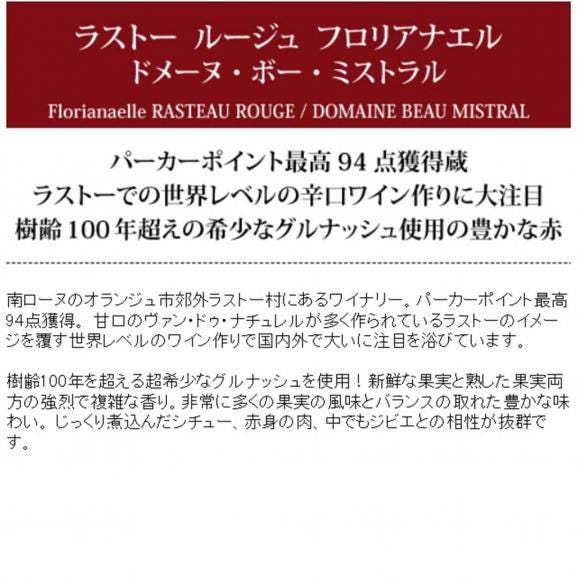 2019 ラストー ルージュ フロリアナエル 750ml ドメーヌ ボー ミストラル 赤ワイン コク辛口 ワイン ^C0BMRF19^05