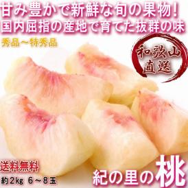 産地直送 紀の里桃 約2kg 6～8玉 贈答規格 和歌山県産 特秀品～秀品 糖度センサーで厳選した抜群の味！ギフト最適な旬のフルーツ