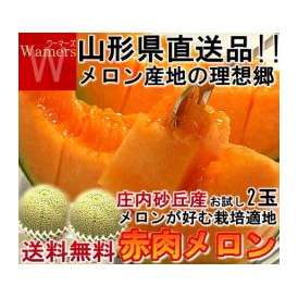 産地直送 庄内メロン 赤肉限定 2玉入り 山形県産 訳あり品 庄内砂丘で育てたこだわりの味！クインシーメロン中心