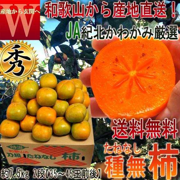 産地直送 平核無柿・刀根柿 約7.5kg 35～45玉 和歌山県産 贈答規格 JA紀北かわかみ 秀品 渋抜き済みのたねなし柿！味わい抜群のギフトフルーツ02