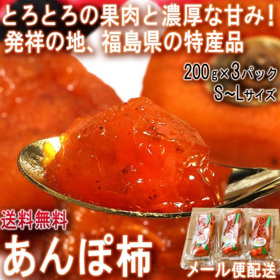 あんぽ柿 干し柿 約200g×3パック 福島県産 贈答可能 メール便配送 本場、福島県の特産品！とろりとした果肉に濃厚な甘みのドライフルーツ02