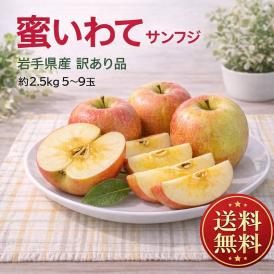 蜜いわて サンフジ林檎 約2.5kg 5～10玉 岩手県産 訳あり品 家庭用 濃厚な味と蜜入りの果肉！美味しさ重視の岩手りんご