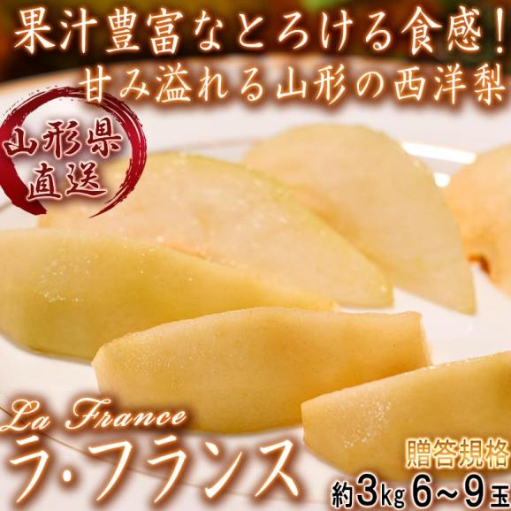 産地直送 ラ・フランス 西洋梨 約3kg 6～9玉 山形県産 贈答規格 なめらかな食感と甘みのギフトフルーツ！鮮度抜群のラフランス02