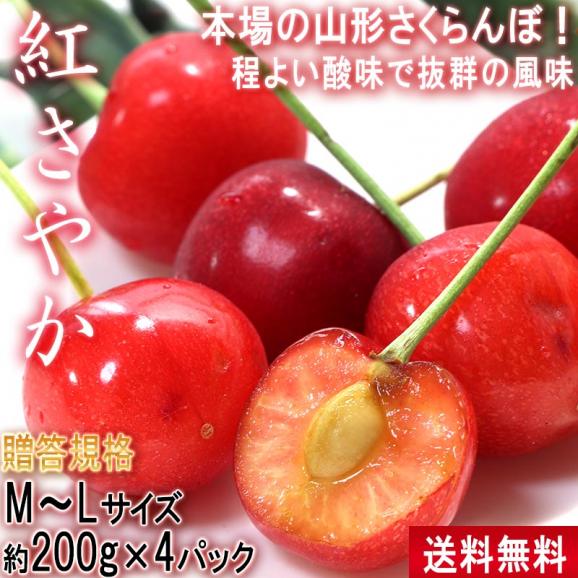 紅さやか さくらんぼ 800g(200g&times;4パック) M～Lサイズ 山形県産 贈答規格 程よい酸味で爽やかな味わい！02
