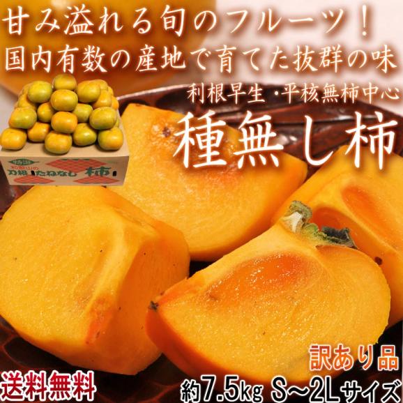 たねなし柿 約7.5kg S～2Lサイズ 奈良・和歌山県産中心 訳あり品 甘み豊かな旬のフルーツ！お得な家庭用の種無しカキ02