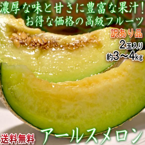 アールスメロン 約3～4kg 2玉 つるがない玉を含むため訳あり品 濃厚な味と甘さ！ 青肉 お得な価格の高級フルーツ 熊本県産・茨城県産・千葉県産など】02