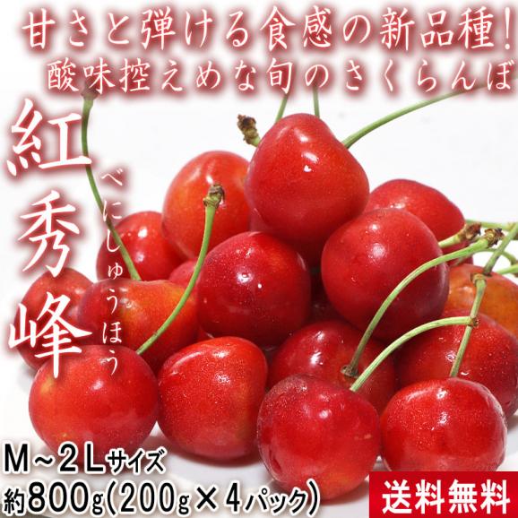 紅秀峰 さくらんぼ 約800g(200g&times;4パック) M～2Lサイズ 山形県産 高い糖度と控えめな酸味のフルーツ！02