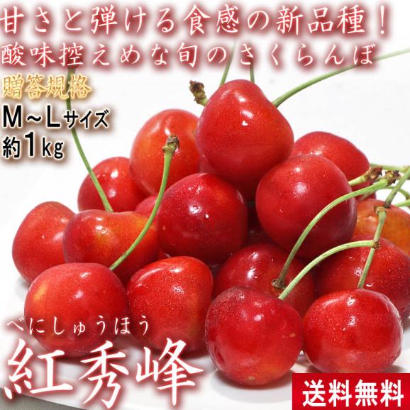 さくらんぼ 紅秀峰 1kg M～Lサイズ 山形県産 贈答規格 高い糖度と控えめな酸味のギフトフルーツ！02