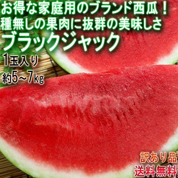 ブラックジャック 種無し西瓜 1玉 約5~7kg 千葉県産 訳あり品 黒皮の果実に抜群の味!地域ブランドの富里産中心スイカ02