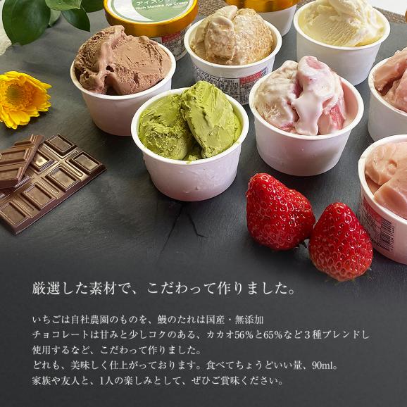 厳選アイスクリームギフト7個入り、自社農園のイチゴをはじめ、鰻たれアイスなど７種類(いちご味は3種の中からランダム発送)【送料無料※北海道、沖縄、離島を除く】02