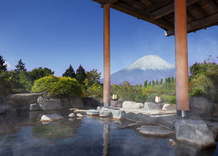 富士山を見ながら露天風呂を体験！