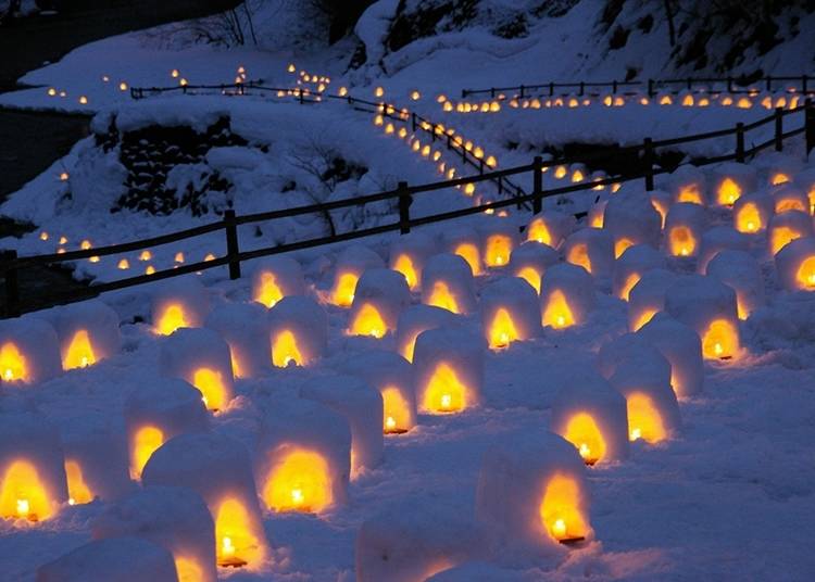 迷人浪漫的夢幻夜景，湯西川溫泉雪洞祭