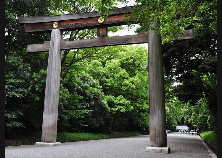 Torii (pintu gerbang berwarna oren yang selalu terdapat di pintu masuk kuil Shinto) terbesar di Jepun