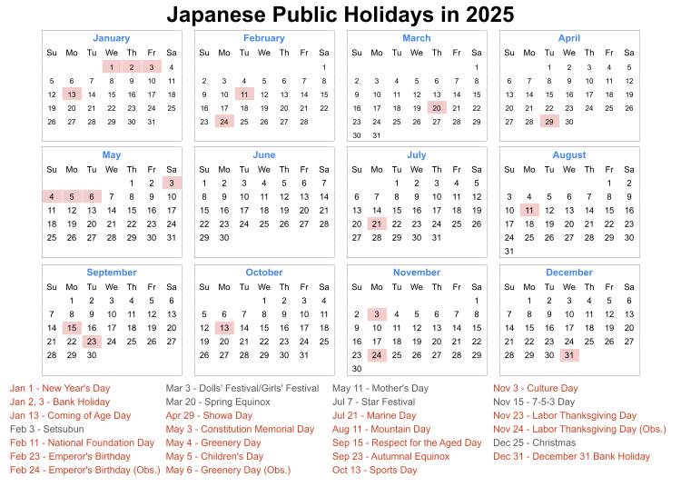 What are public holidays in Japan?