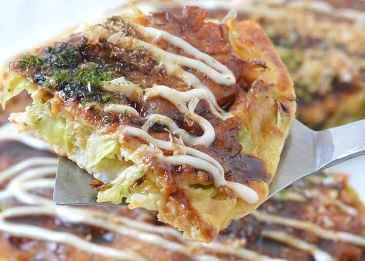 The ingredients are mixed together for "Kansai style okonomiyaki"