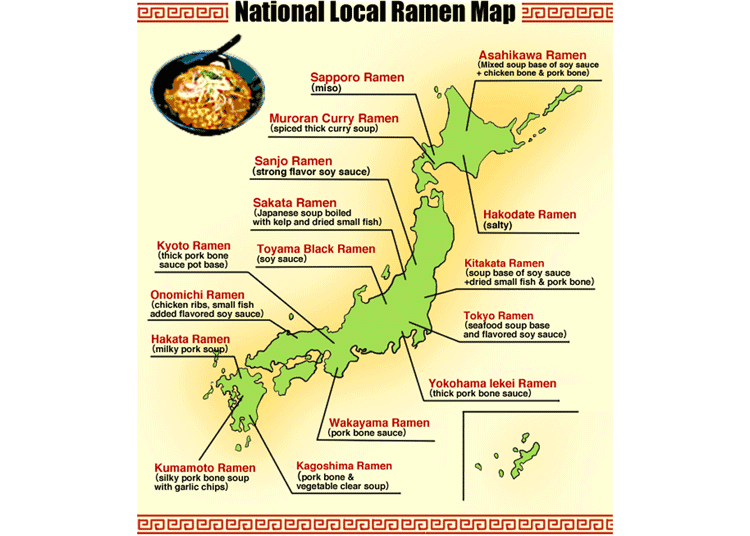 Regional Ramen Map of Japan (Illustration courtesy of Manga de Japan)