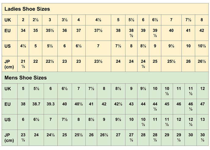 Men S Shoe Size Chart Japan