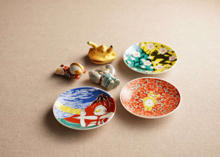 以鲜艳的日式彩色染料制成的九谷烧餐具