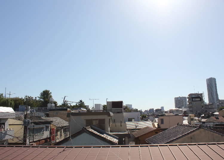 The view from the third floor. The Tokyo Skytree can be seen in the distance on the left hand side.