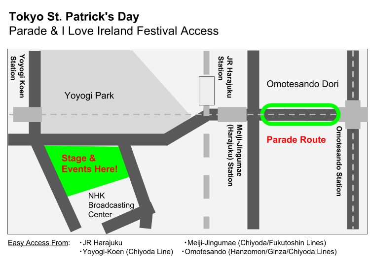 Access to Tokyo St. Patrick’s Parade & I Love Ireland Festival