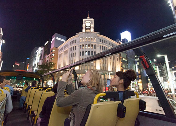 2階建てオープンバスで東京の夜景を満喫