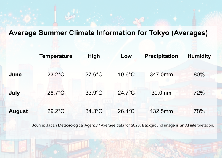 Weather & Climate in Tokyo for Summer (June, July, and August)