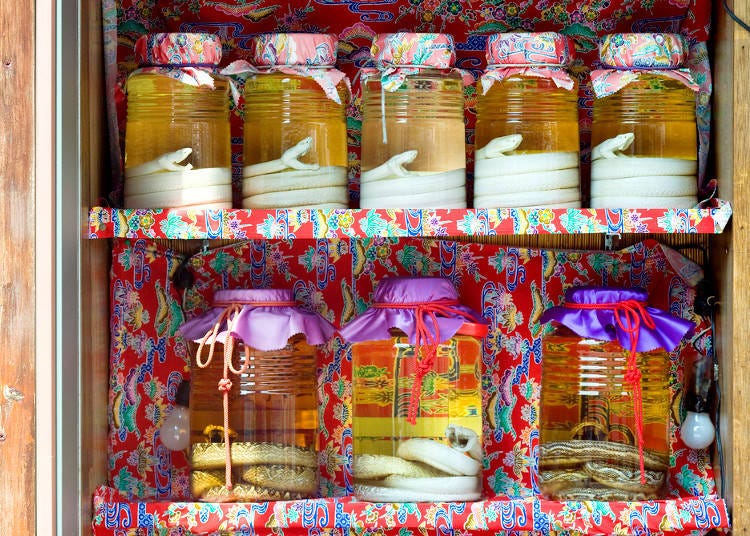 Habushu, sometimes called "snake wine," is an awamori-based drink from Okinawa.