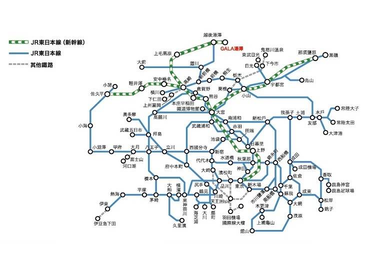 東京廣域周遊券可乘坐地區範圍（參考地圖）
