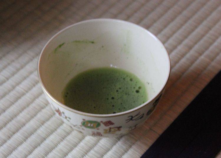 Matcha in a big tea bowl.