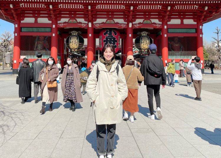 ชุดแจ็กเก็ตสองชั้นสุดสไตล์ของคุณเมนไทโกะ （ภาพจาก: เพจ Facebook 「Ms. Mentaiko's Life and Travel Diary」）