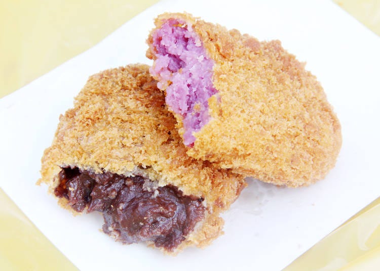 Croquettes filled with chocolate and purple sweet potato.