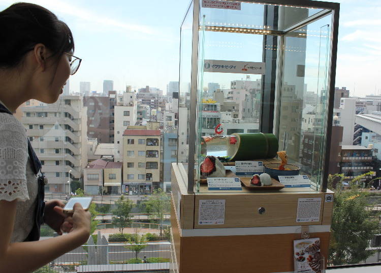 딸기 찹쌀떡과 일본 음식 모형에 빠져든다