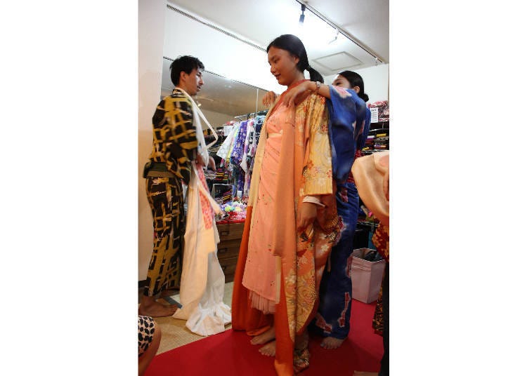 You put your kimono on right over what you're already wearing.