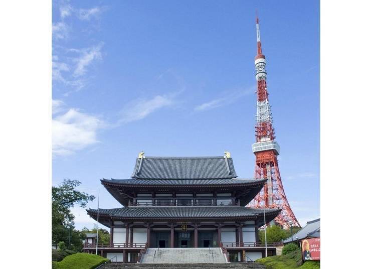 1．東京タワーをバックに増上寺で大晦日を過ごす