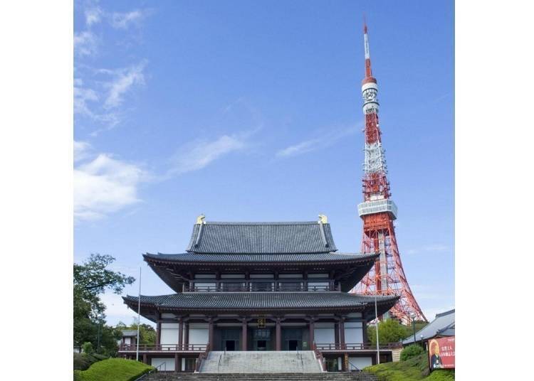 1. 在「增上寺」眺望東京鐵塔，度過跨年夜